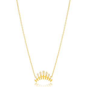 Elegant Irregular Shape Zircon Trendy Charm Necklace Pendant 925 Sterling Silver Jewelry