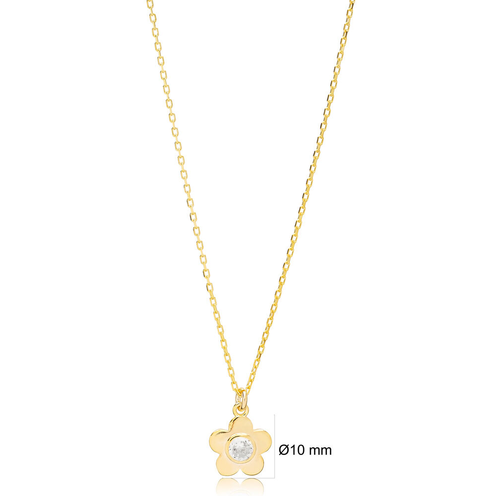 Minimalist Flower Design Handmade Turkish Charm Pendant Necklace Wholesale 925 Sterling Jewelry