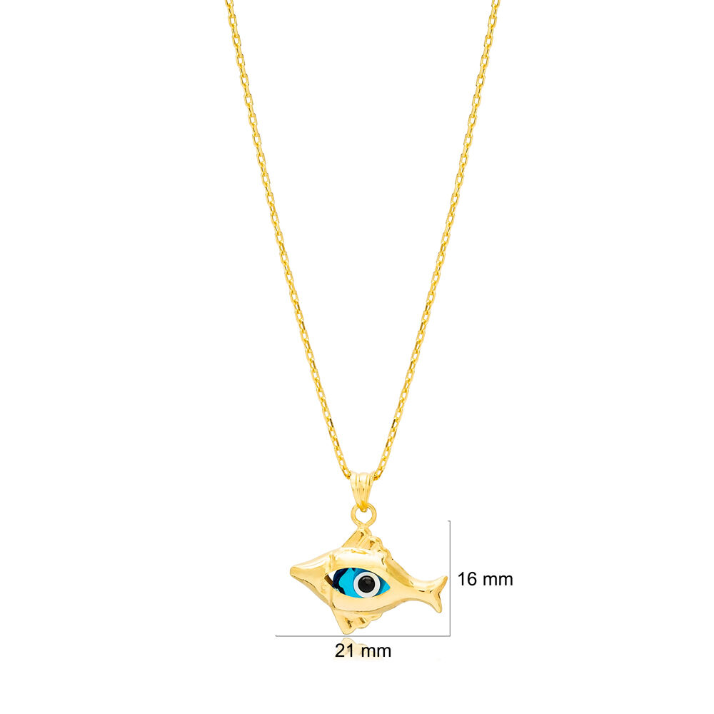 Fish Design Dainty Evil Eye Style Charm Pendant Turkish Wholesale 925 Sterling Silver Jewelry