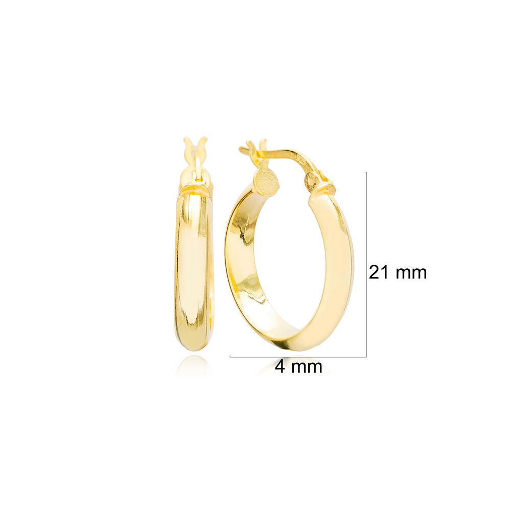 Trendy Design 21 mm Hoop Earrings Handmade Wholesale Turkish 925 Sterling Silver Jewelry