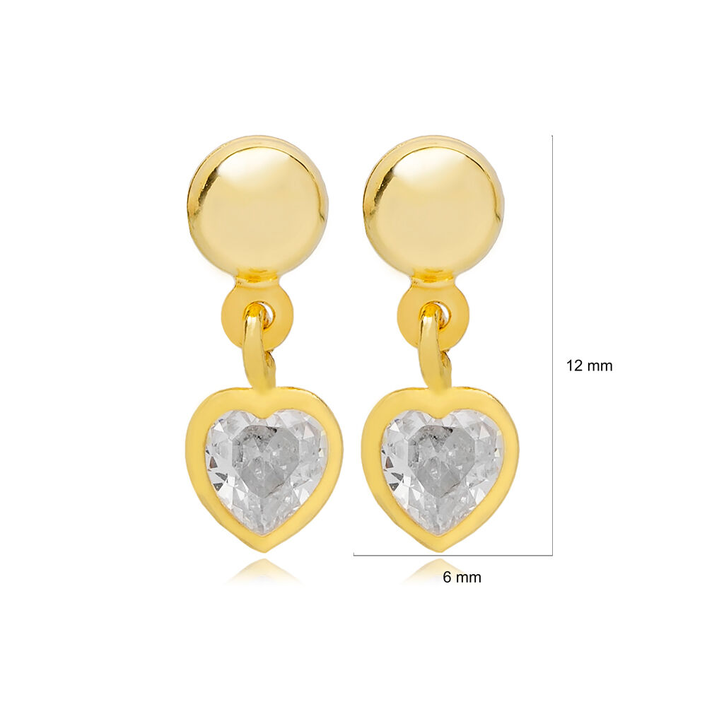 Heart Shape Tiny Minimalist Design Stud Earrings Wholesale Turkish 925 Sterling Silver Jewelry