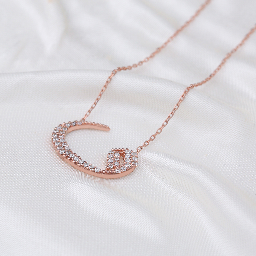 Vav Arabic Letter Turkish Wholesale Handcrafted Silver Zirconia Pendant