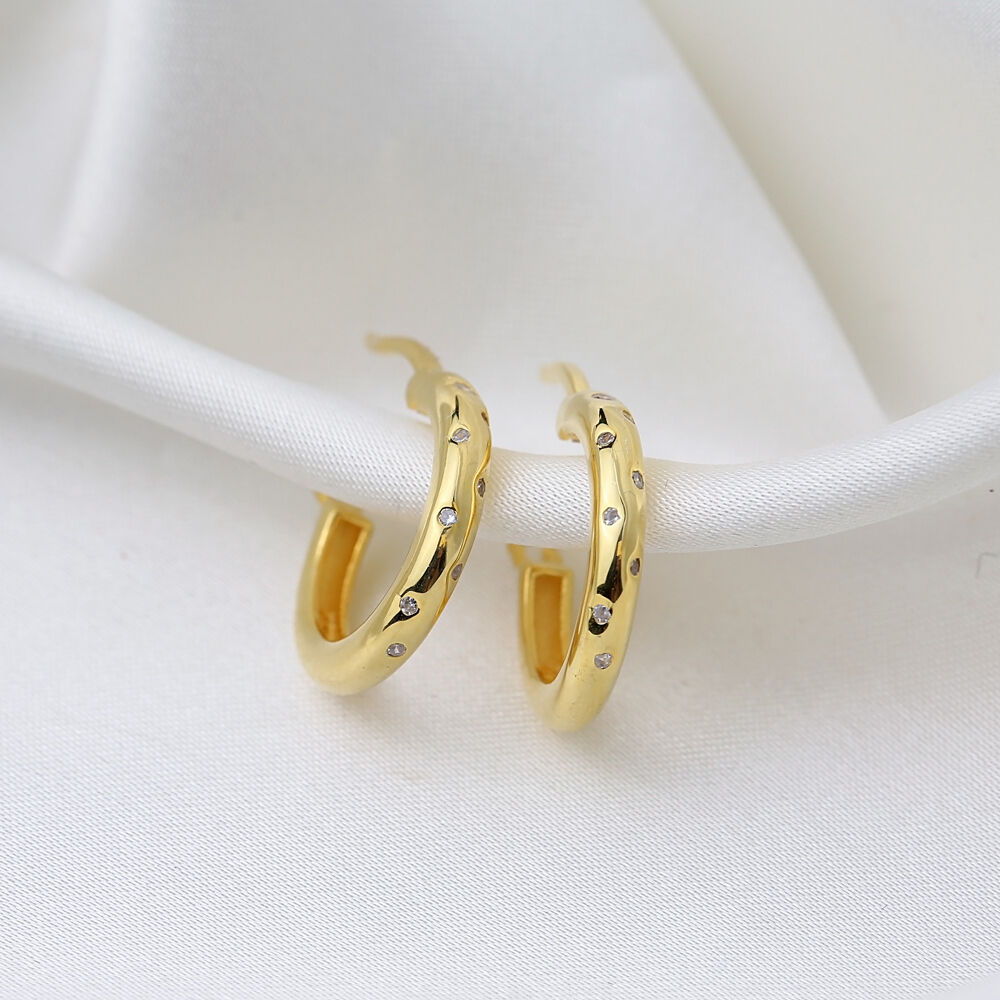 Dainty Hoop Earrings with Minimalist Zircon Stones Handcrafted Popular 925 Sterling Silver Jewelry