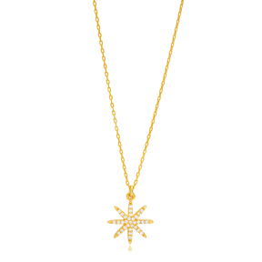 Flower Star Design Shiny Charm Necklace Pendant Turkish Wholesale 925 Sterling Silver Jewelry