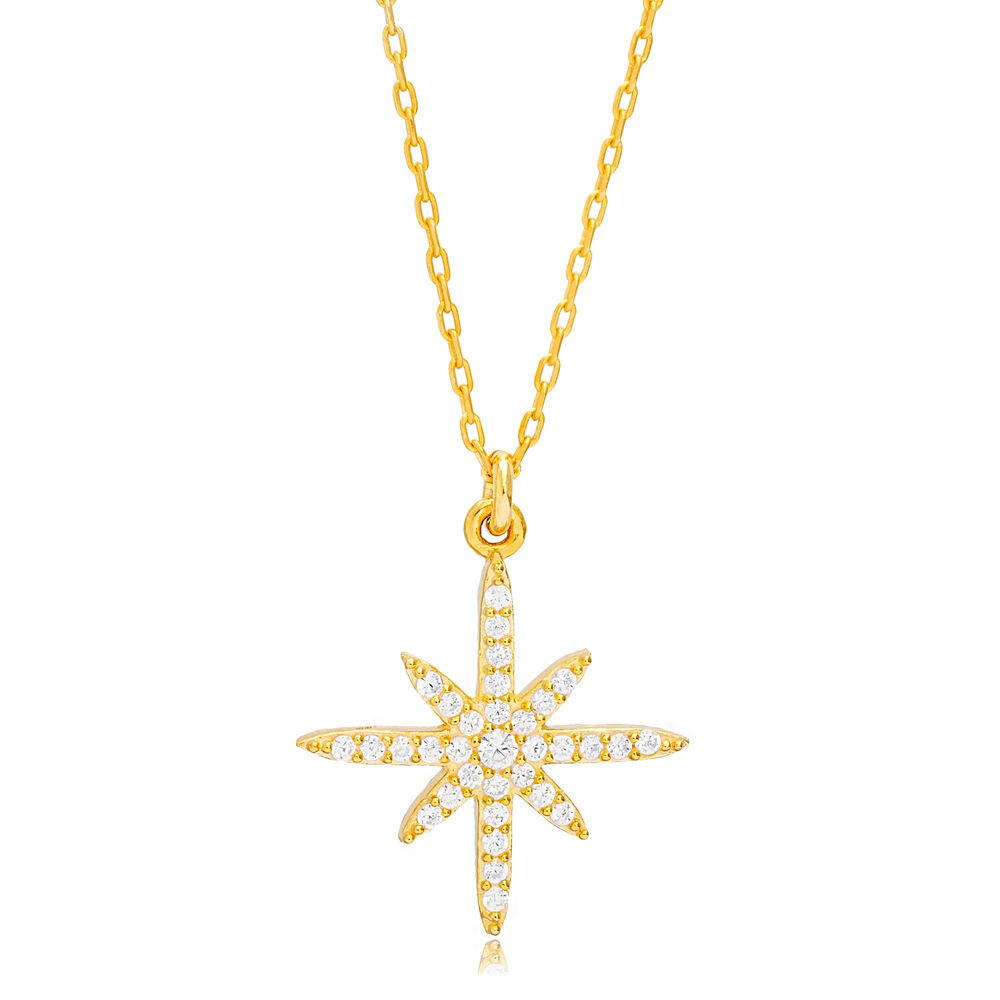 North Star Design Shiny Charm Necklace Pendant Turkish Wholesale 925 Sterling Silver Jewelry