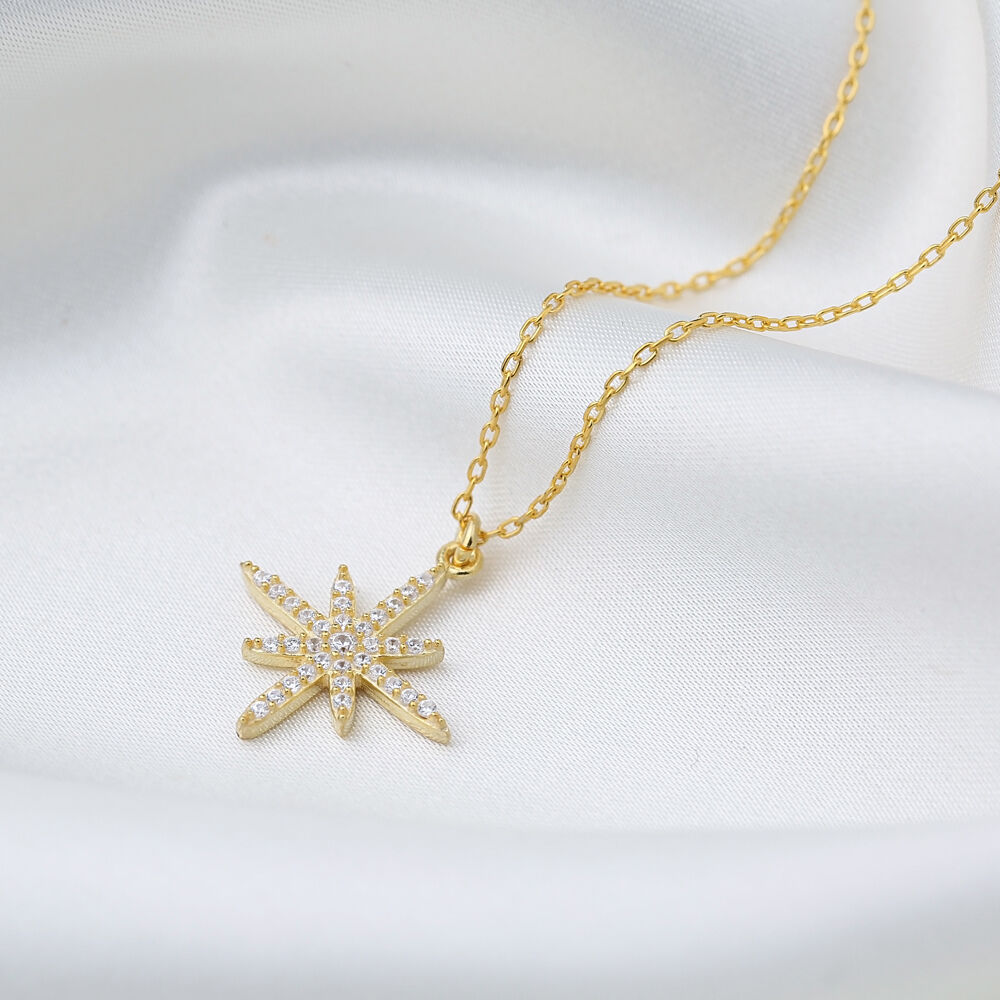 North Star Design Shiny Charm Necklace Pendant Turkish Wholesale 925 Sterling Silver Jewelry