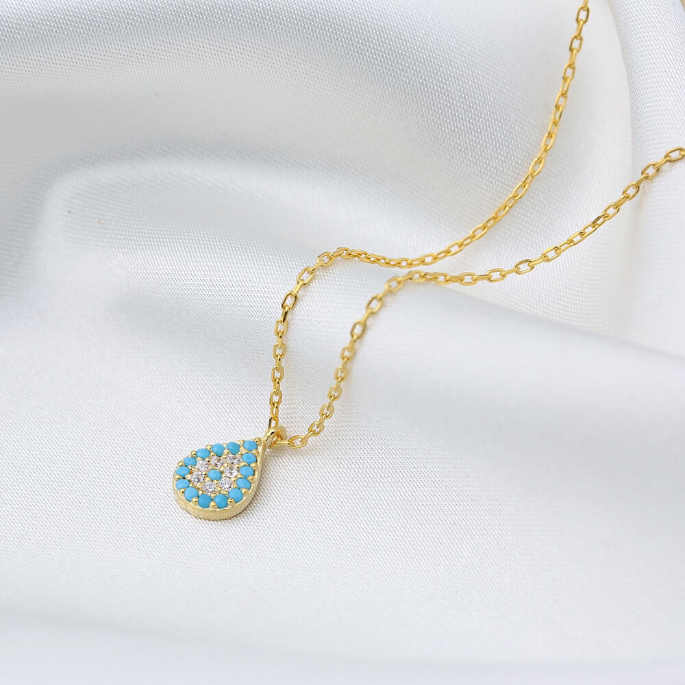 Minimalist Turquoise Pear Shape Tiny Charm Necklace Pendant