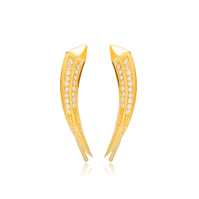 New Trend Dainty Ear Cuff Zircon Stone Earring Turkish Wholesale Handmade 925 Sterling Silver Jewelry