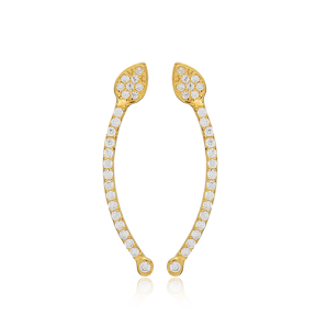 Minimalist Pear Drop Style Ear Cuff Earring Designs Turkish Handmade 925 Sterling Silver Jewelry