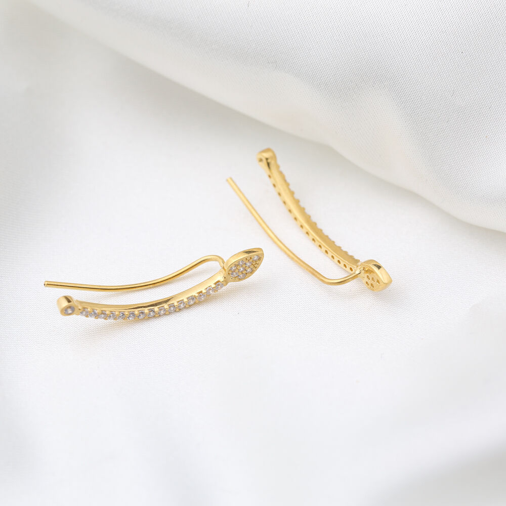 Minimalist Pear Drop Style Ear Cuff Earring Designs Turkish Handmade 925 Sterling Silver Jewelry