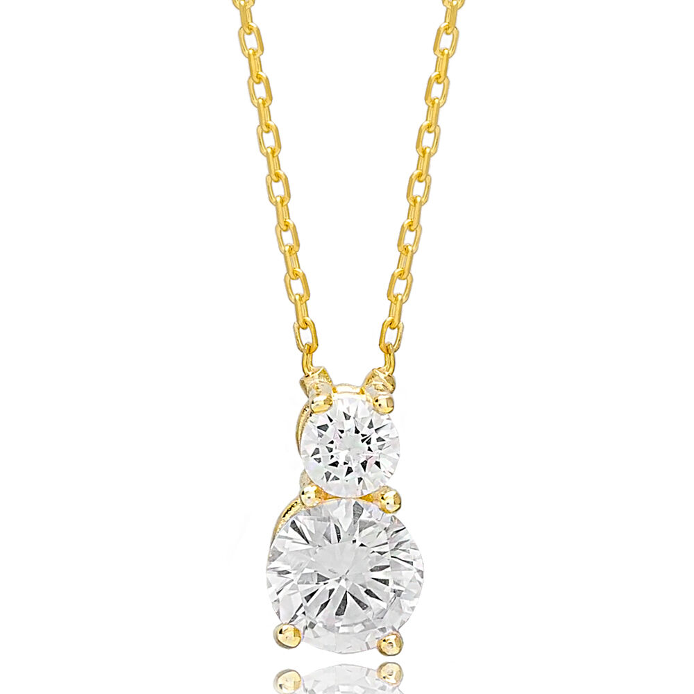 Shiny Zircon Stone Elegant Charm Pendant Necklace Handcrafted 925 Sterling Silver Jewellery