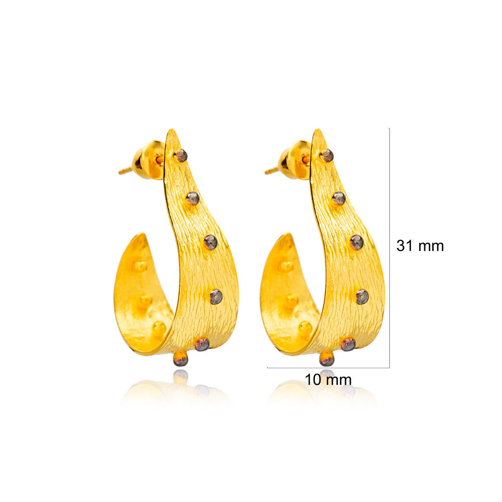 22K Gold Plated Vintage Stud Earrings Wholesale Turkish 925 sterling Silver Jewelry