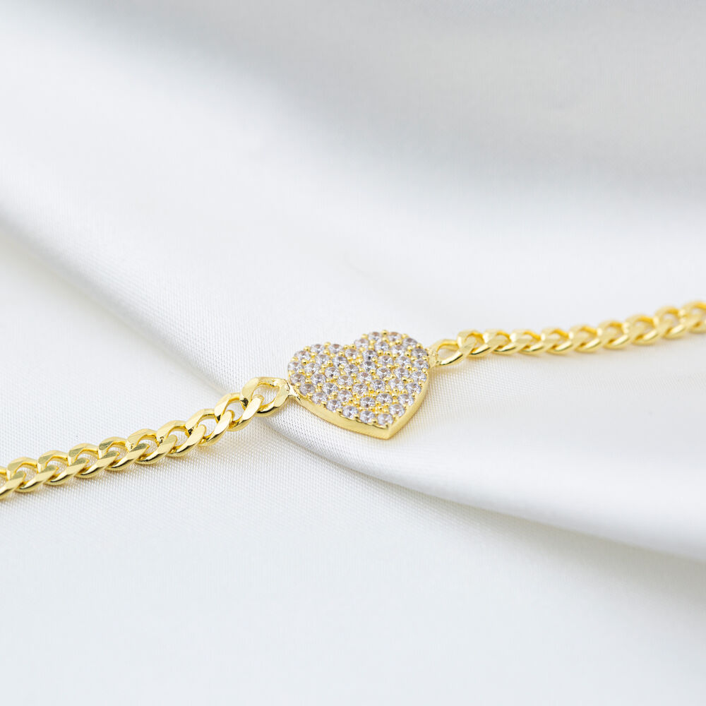 Heart Design Trendy Charm Bracelet Wholesale Turkish 925 Sterling Silver Jewelry