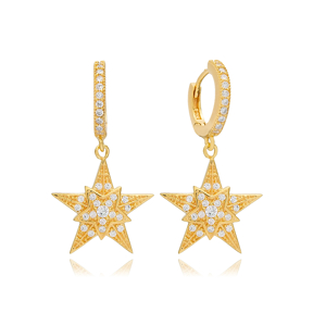 Stylish Star Shape Trendy Dangle Earrings Handmade 925 Sterling Silver Jewelry