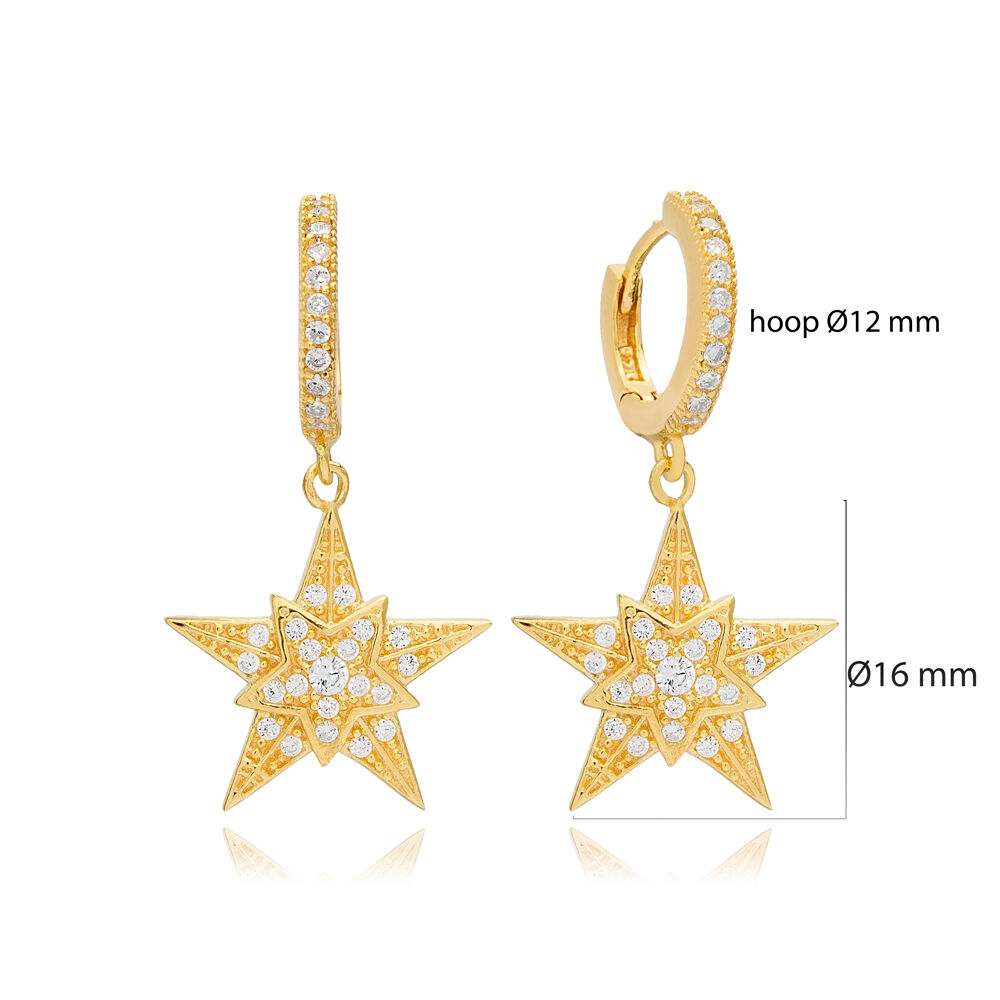 Stylish Star Shape Trendy Dangle Earrings Handmade 925 Sterling Silver Jewelry