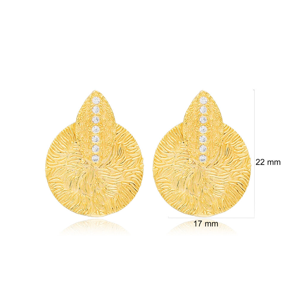 Irregular Dainty Design Textured Stud Earrings Wholesale Turkish 925 Sterling Silver Jewelry