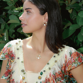Elegant Fresh Simple Flower Design Stud Earrings Pearl Handmade Turkish 925 Sterling Silver Jewelry