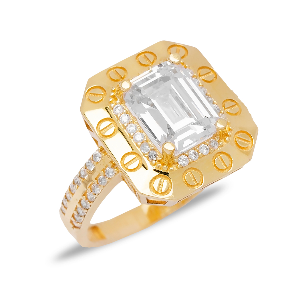 New Trend Geometric Shape Women Cluster Ring Wholesale Turkish 925 Sterling Silver Jewelry