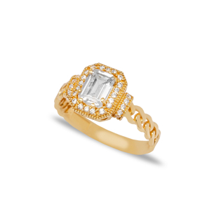 High Quality Rectangle Design Baguette Braid Design Wholesale Turkish 925 Sterling Silver Cluster Ring