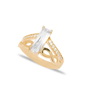 Baguette CZ Stone Unique Shape Infinity Women Ring 925 Sterling Silver Jewelry