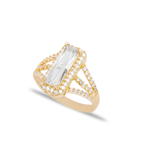 Shiny Zircon Stone Cluster Ring Trendy Women 925 Sterling Silver Handmade Turkish Jewelry