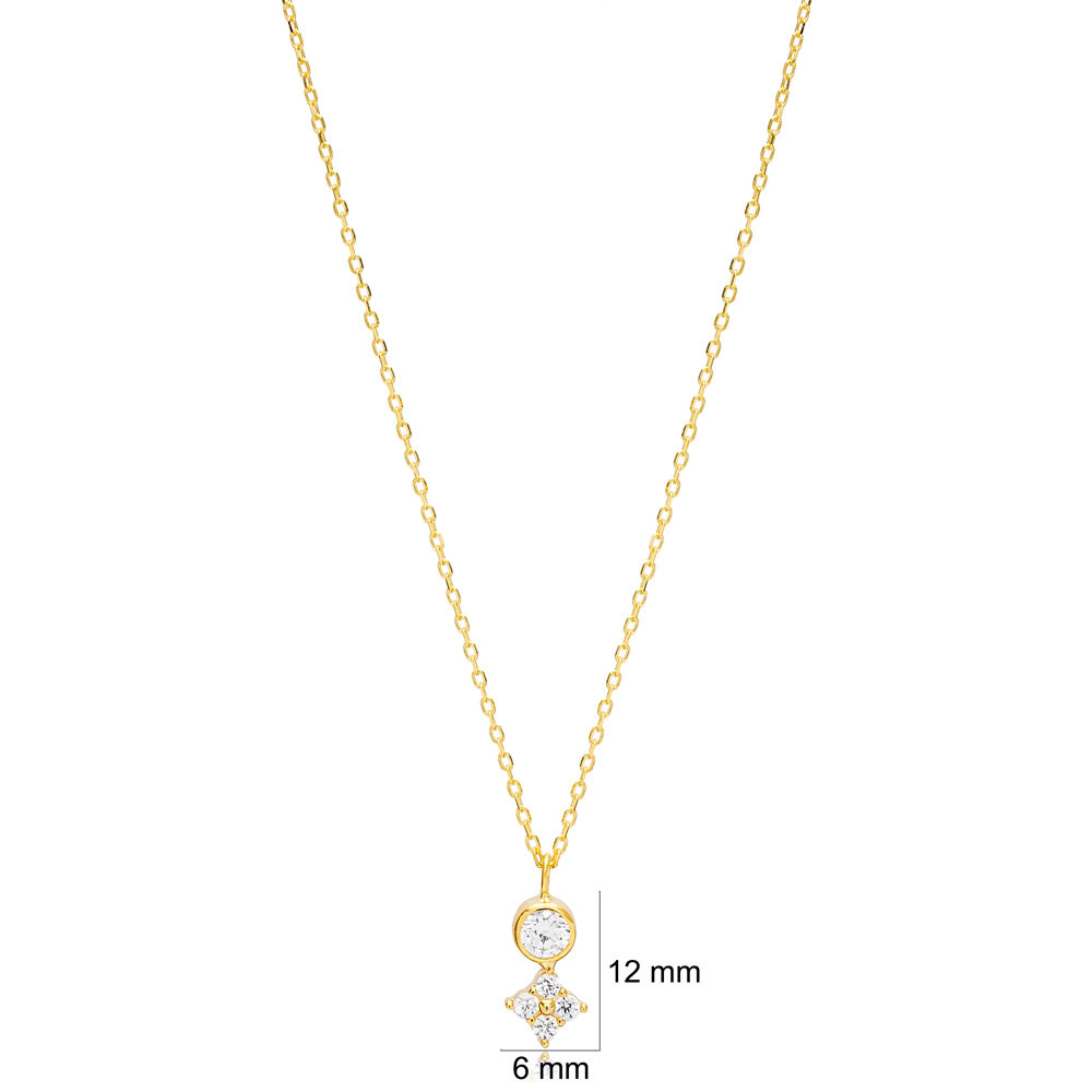 Clear Zircon Minimalist Flower Charm Necklace Pendant 925 Sterling Silver Jewelry