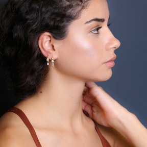 New Trend Pear Drop Shape CZ Stone Hoop Earrings Turkish Women 925 Sterling Silver Jewelry