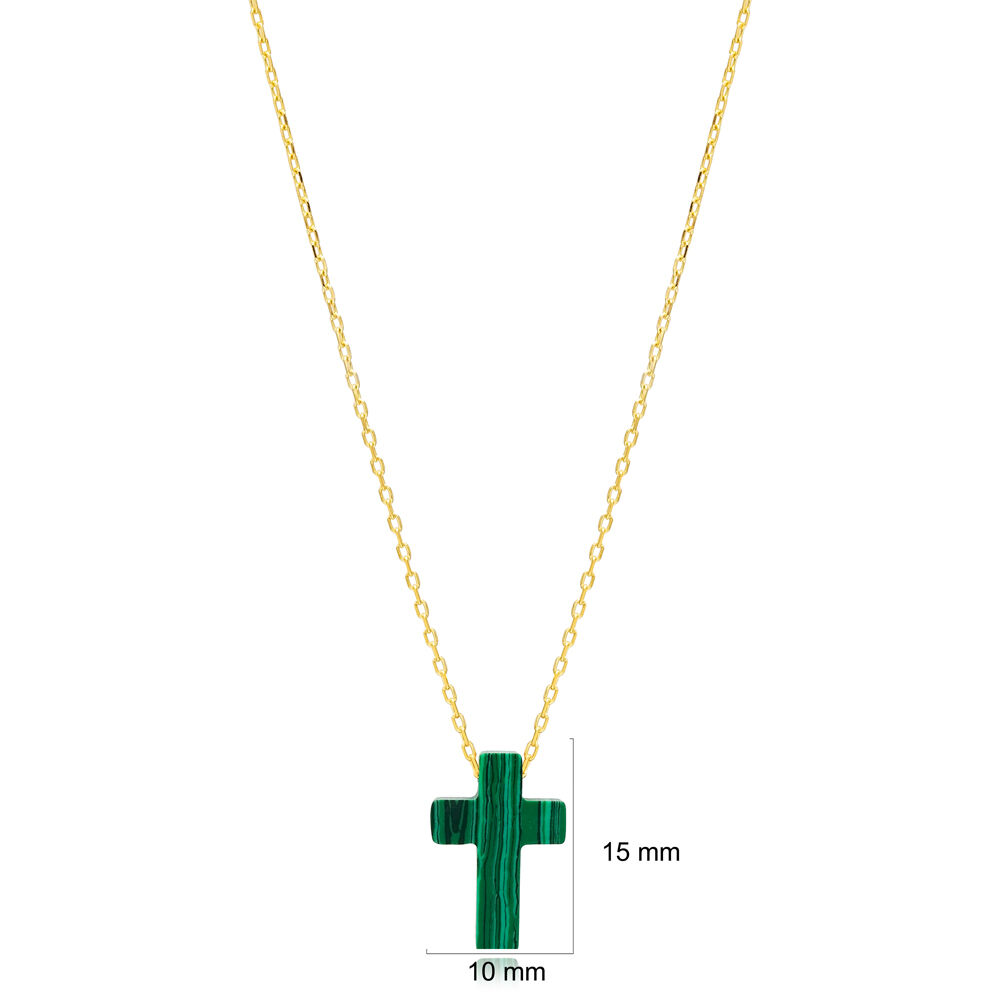 Green Colour Cross Design Charm Pendant Necklace Wholesale 925 Sterling Silver Jewelry