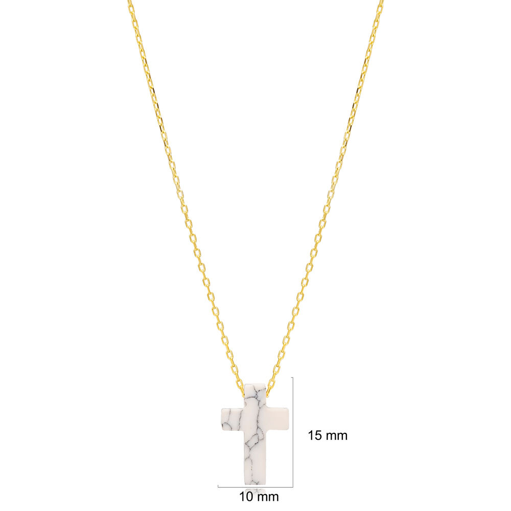 White Colour Cross Design Charm Pendant Necklace Wholesale 925 Sterling Silver Jewelry