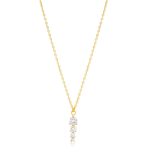 Elegant Zircon Stone Round Design Charm Necklace Pendant Handmade 925 Sterling Silver Jewelry