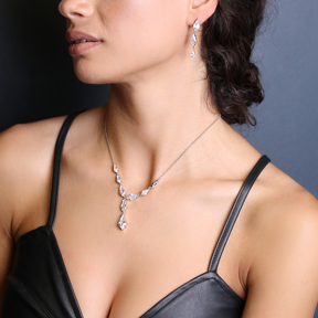 Chic Design Shiny Zircon Geometric Design Charm Necklace Pendant Wholesale 925 Sterling Silver Jewelry