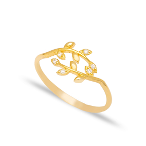 Elegant Minimalist Leaf Design Adjustable Ring Wholesale Turkish 925 Sterling Silver Jewelry
