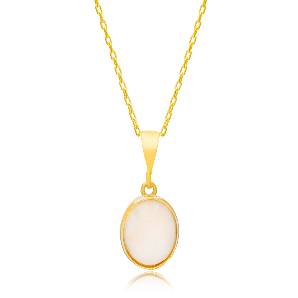 Moonstone Elegant Design Charm Necklace Pendant 925 Sterling Silver Jewelry