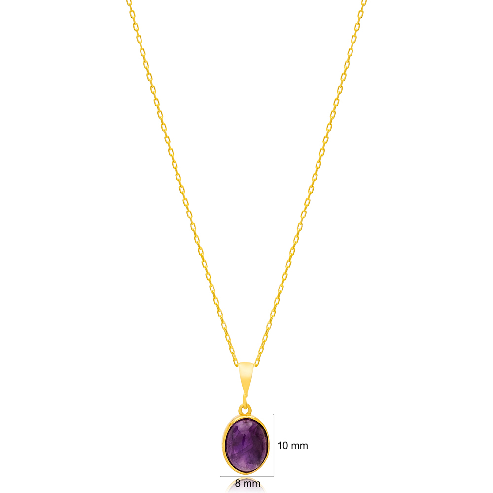 Amethyst Stone Elegant Design Charm Necklace Pendant 925 Sterling Silver Jewelry