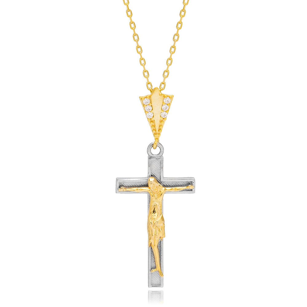 Popular Jesus Charm  Cross Necklace Pendant Wholesale Christian 925 Sterling Silver Jewelry