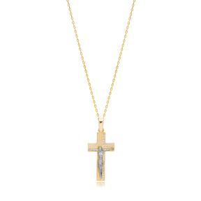 Trendy Jesus Cross Charm Necklace Pendant Wholesale Christian 925 Sterling Silver Jewelry