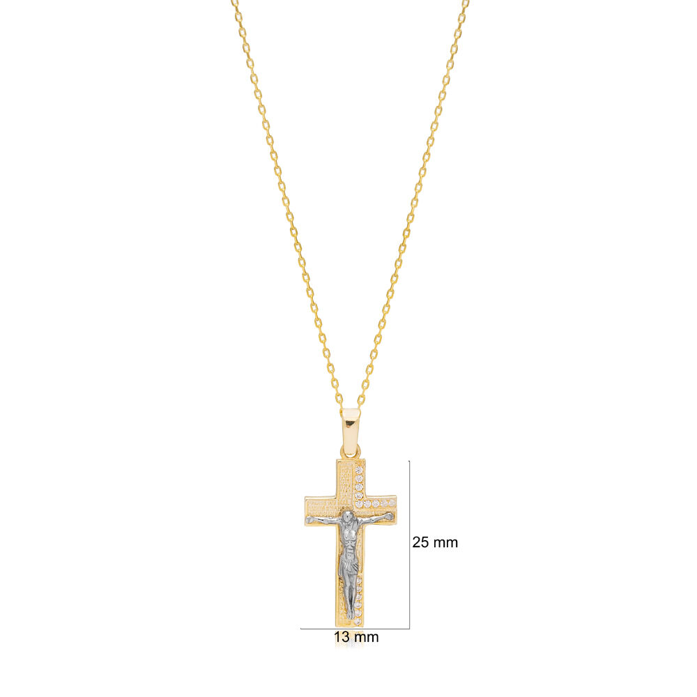 Trendy Jesus Cross Charm Necklace Pendant Wholesale Christian 925 Sterling Silver Jewelry