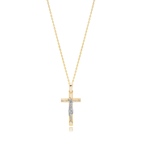 Plain Jesus Cross Charm Pendant Necklace Wholesale Christian 925 Sterling Silver Jewelry