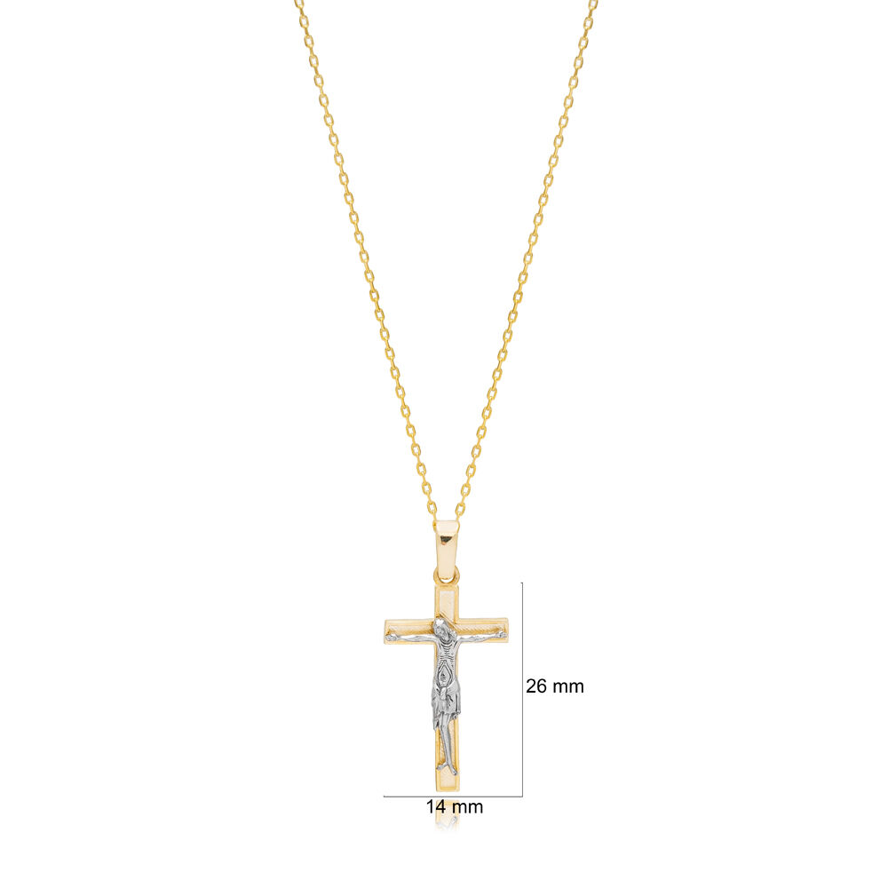 Plain Jesus Cross Charm Pendant Necklace Wholesale Christian 925 Sterling Silver Jewelry