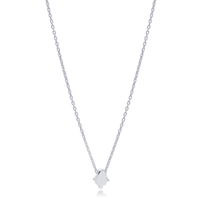 Plain Minimal Hamsa Pendant Necklace Turkish Handcraft Wholesale 925 Sterling Silver Jewelry