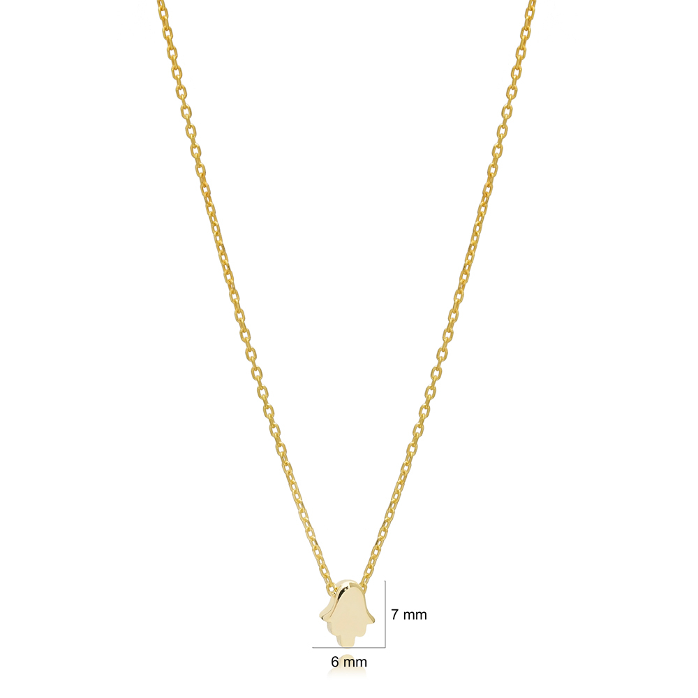Plain Minimal Hamsa Pendant Necklace Turkish Wholesale 925 Sterling Silver Jewelry