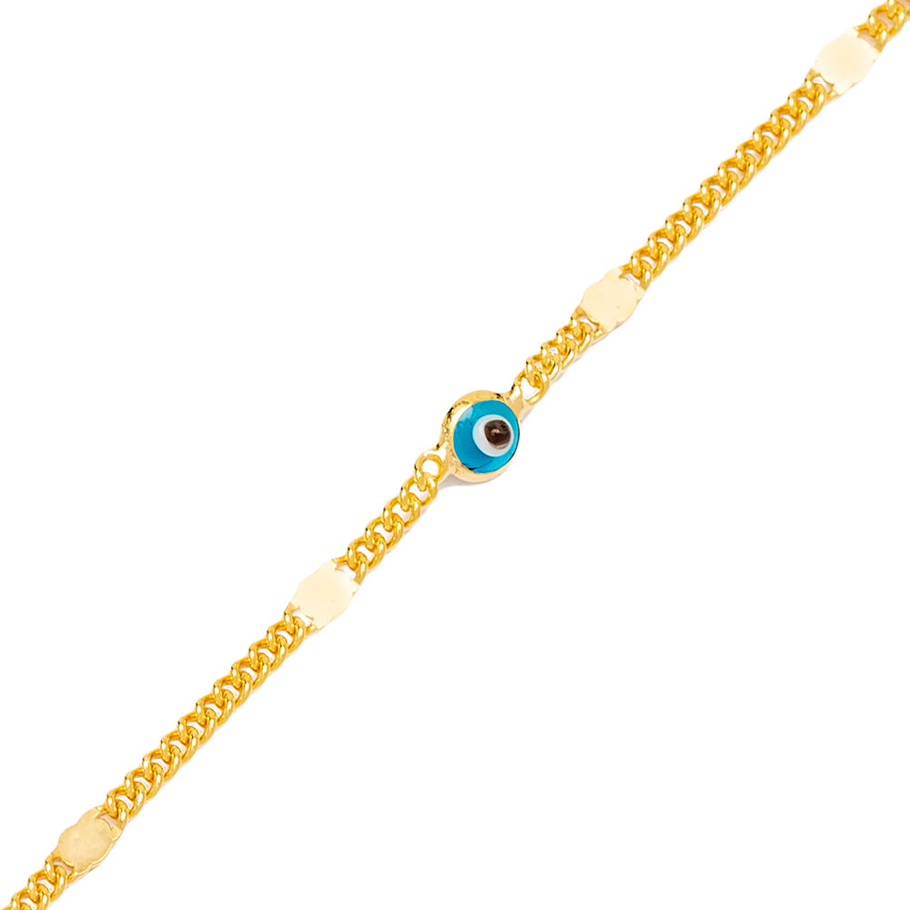 Colorful Evil Eye Gourmet Chain Bracelet Wholesale Turkish 925 Sterling Silver Jewelry