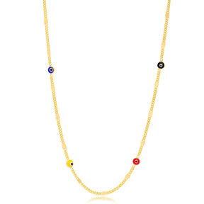 New Trend Multicolor Evil Eye Stone Gourmet Chain Women Trendy Handcrafted 925 Sterling Silver Jewelry