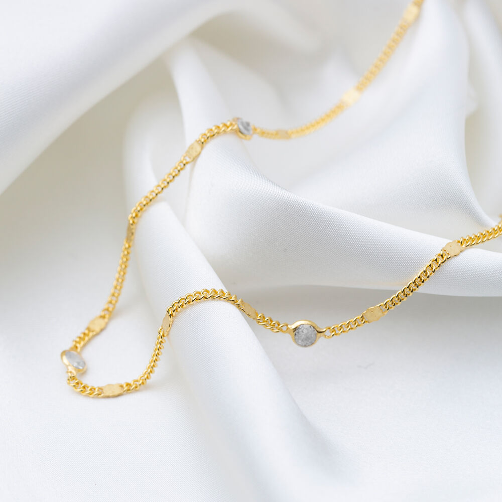 Elegant Clear Zircon Stone Gourmet Chain Women Trendy Handcrafted 925 Sterling Silver Jewelry