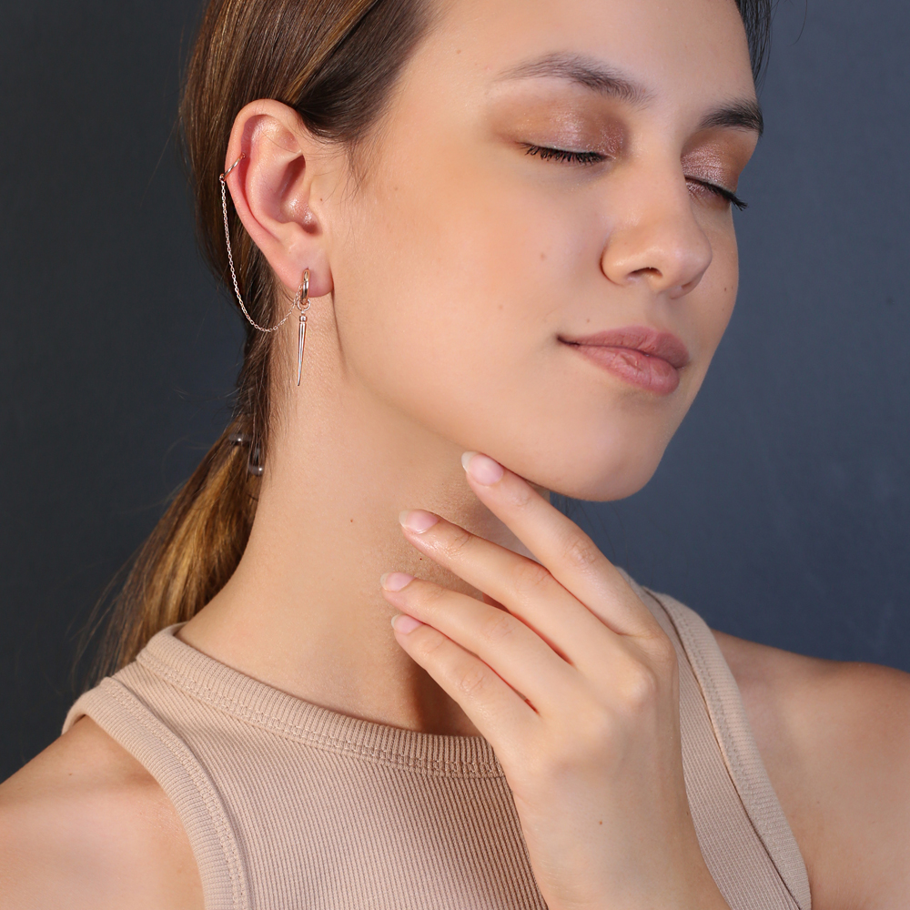Minimalist Single Cartilage And Hoop Earrings Turkish Wholesale 925 Sterling Silver Jewelry