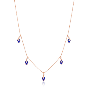 Dark Blue Enamel Hamsa Charm Jewelry Wholesale Handmade 925 Silver Sterling Necklace