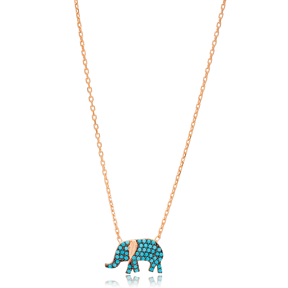 Nano Turquoise Elephant Turkish Wholesale Silver Pendant
