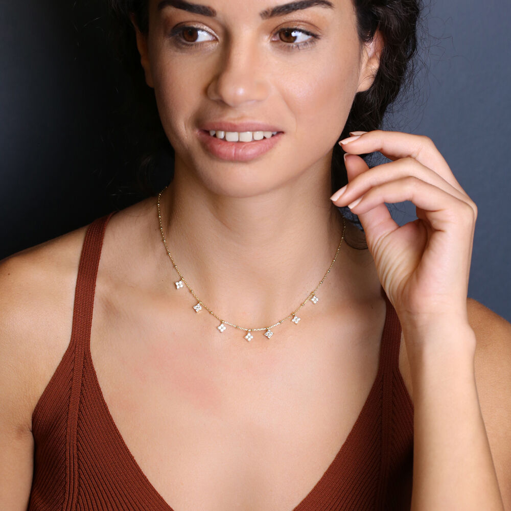 Dainty Flower Minimalist Women Shaker Necklace Turkish Wholesale 925 Sterling Silver Jewelry