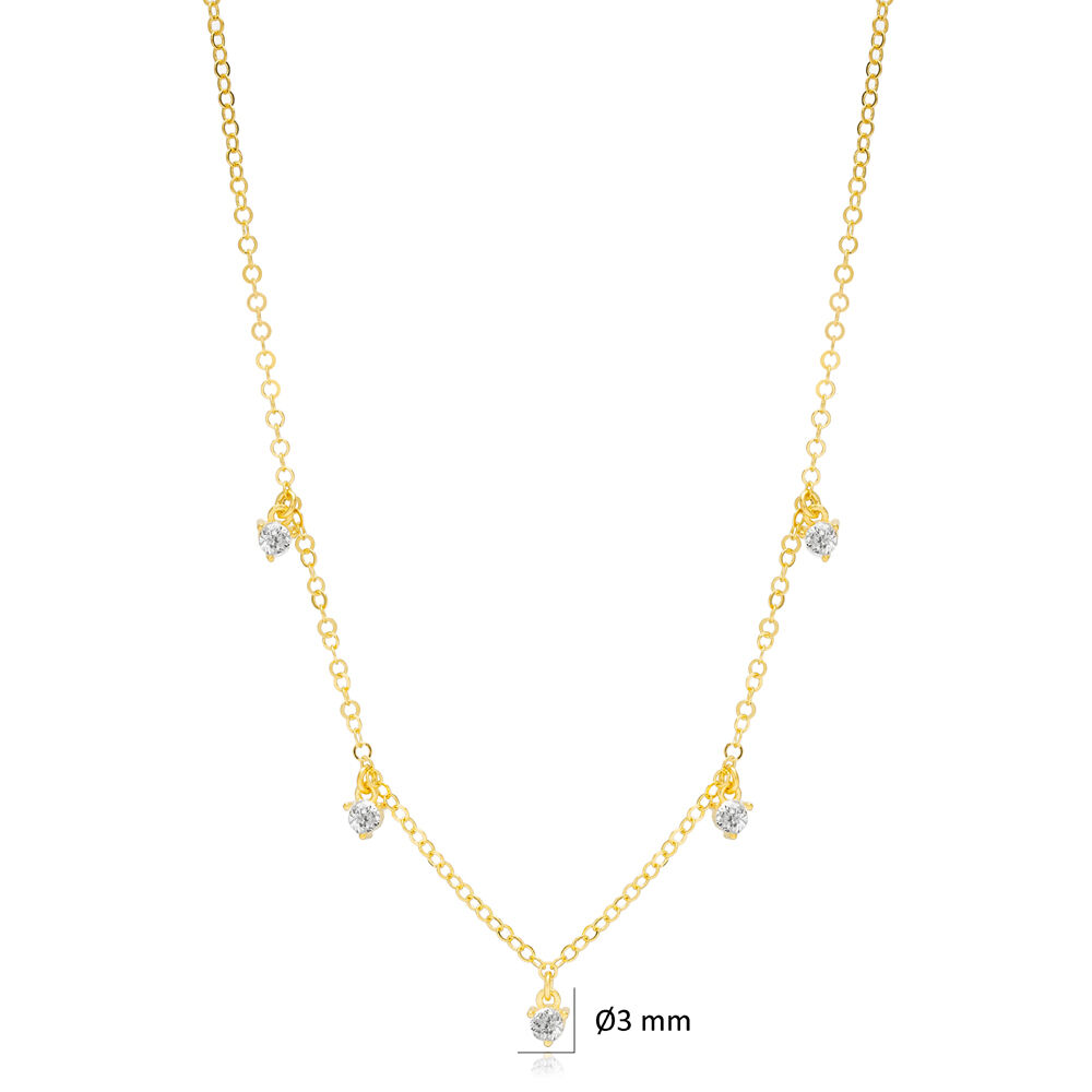 Clear Zircon Stone Minimalist Women Shaker Necklace Pendant Turkish Wholesale 925 Sterling Silver Jewelry