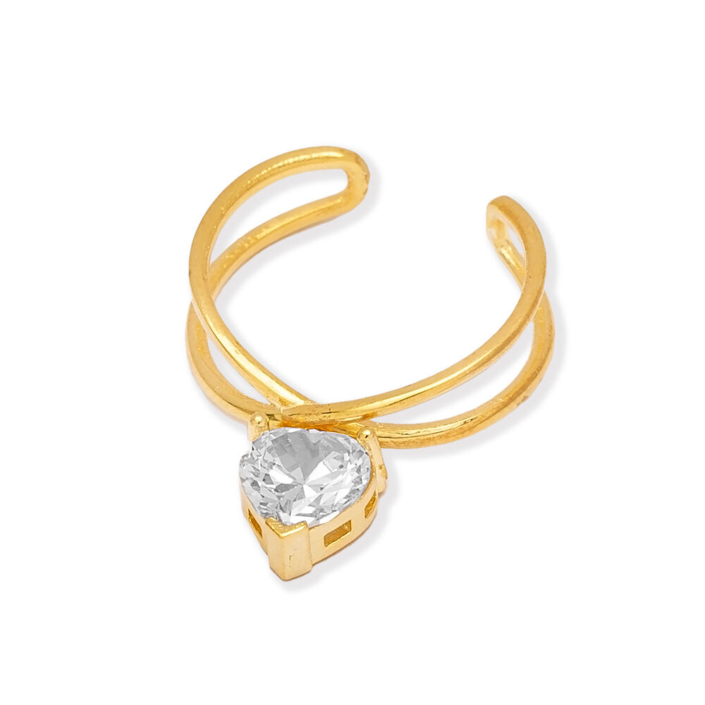 Cute Heart Design Zircon Stone Adjustable Women Ring Turkish 925 Sterling Silver Jewelry